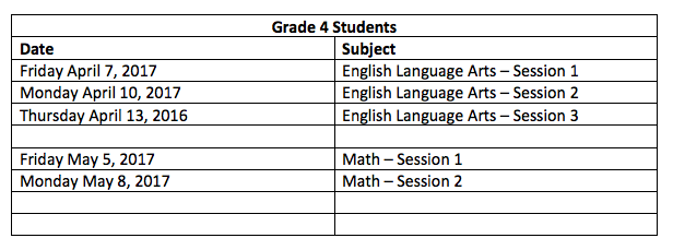 Spring 2017 MCAS Dates